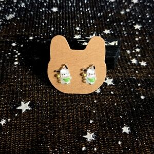 Custom Pochacco (Green Shirt) Hypoallergenic Stainless Steel Post Earrings